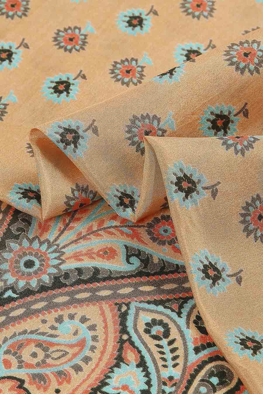 Ethnic Folklore Print Peach Scraf