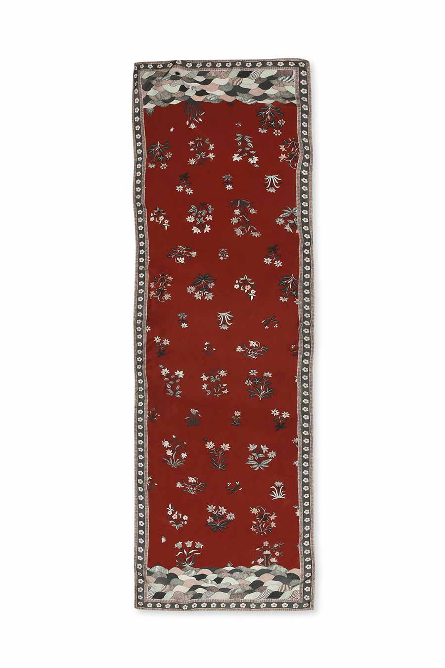 Night Floral Print Red Scarf