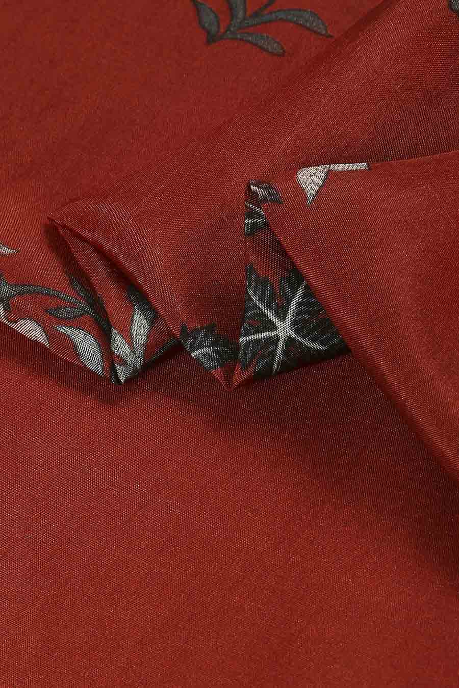 Night Floral Print Red Scarf