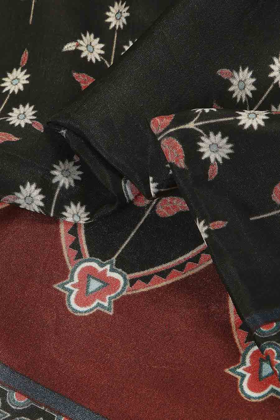 Ethnic Folklore Print Black Scraf