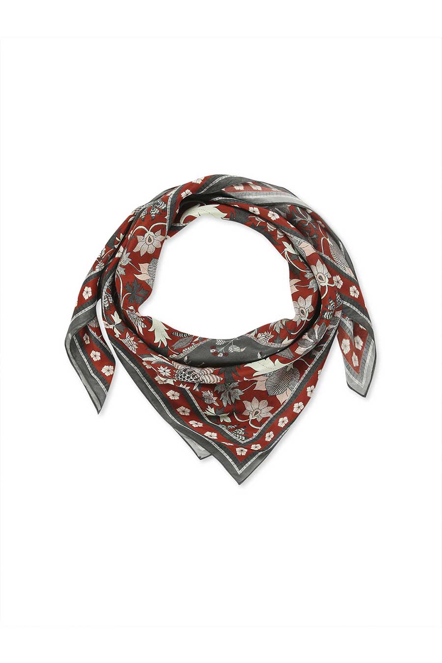Night Florals Print Red Stole