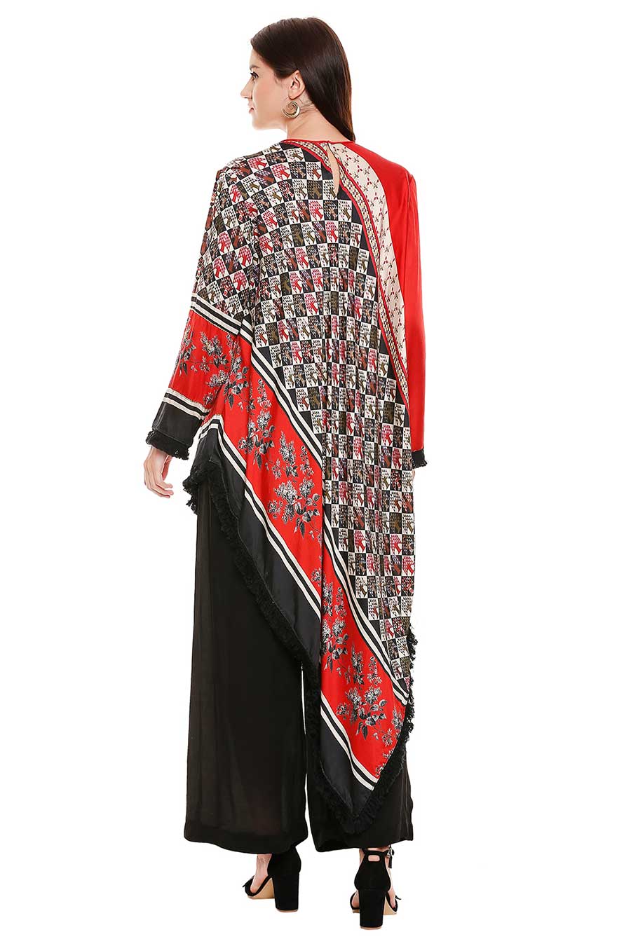 Red & Black Printed Kurta Set (Set of 2)