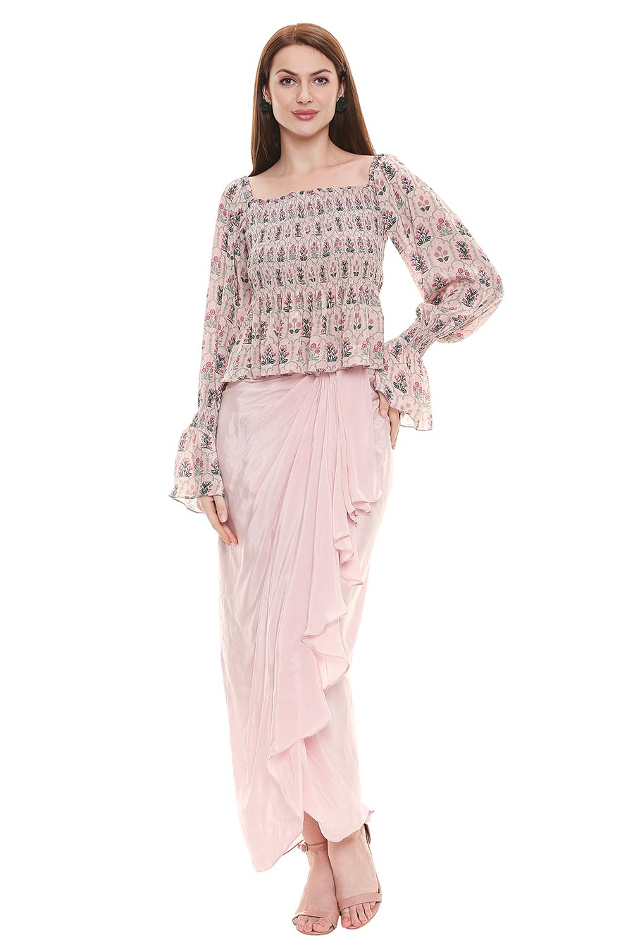 Pink Top and Drape Skirt Co-Ord Set