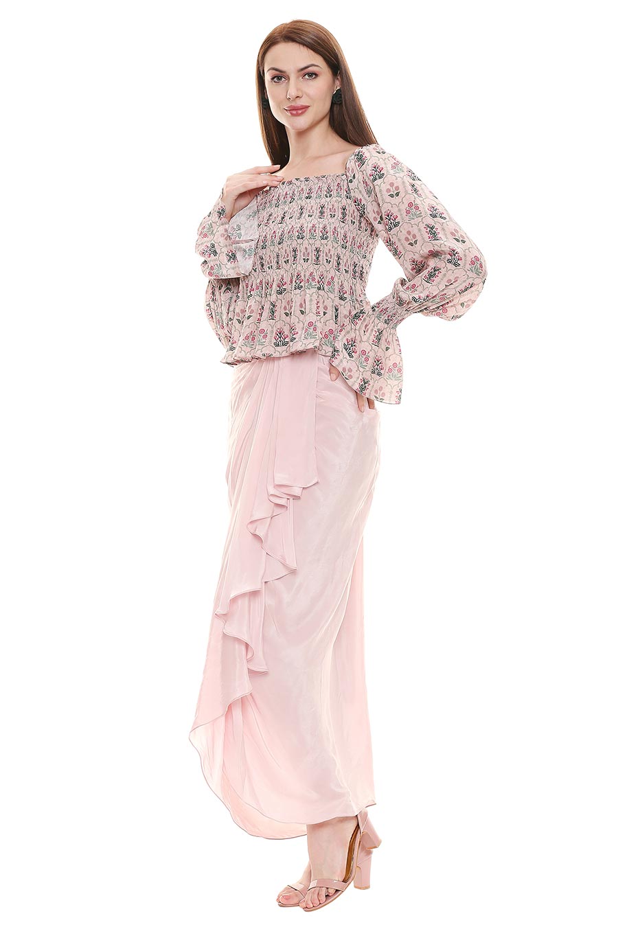 Pink Top and Drape Skirt Co-Ord Set