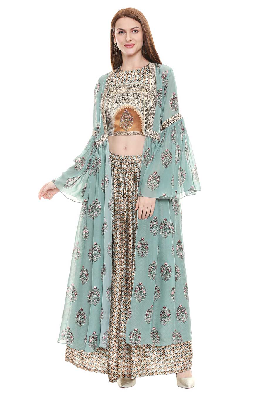 Sage Top & Skirt Set with Jacket (Set of 3)
