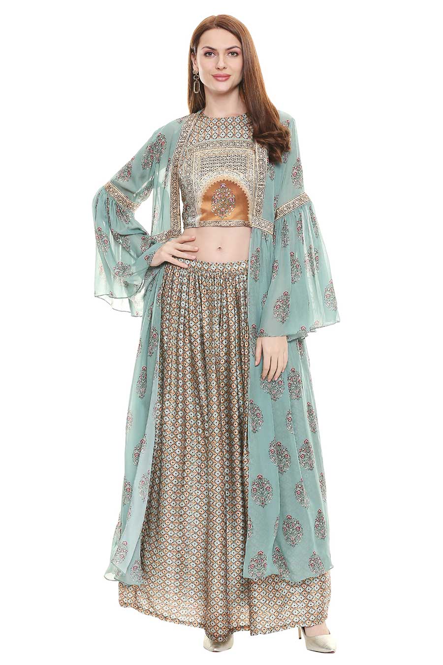 Sage Top & Skirt Set with Jacket (Set of 3)