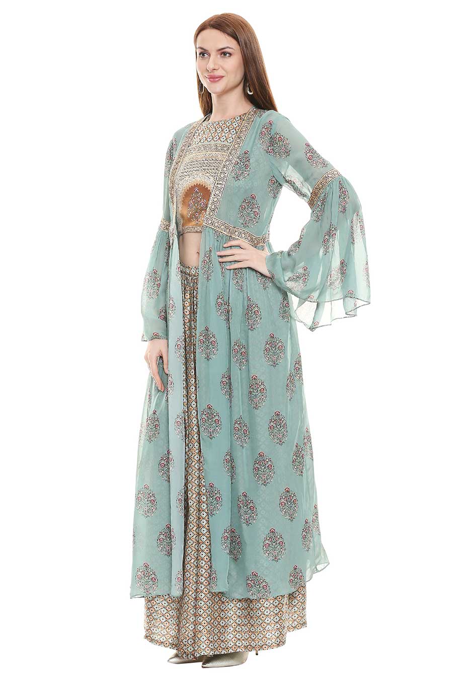 Sage Top & Skirt Set with Jacket (Set of 3)