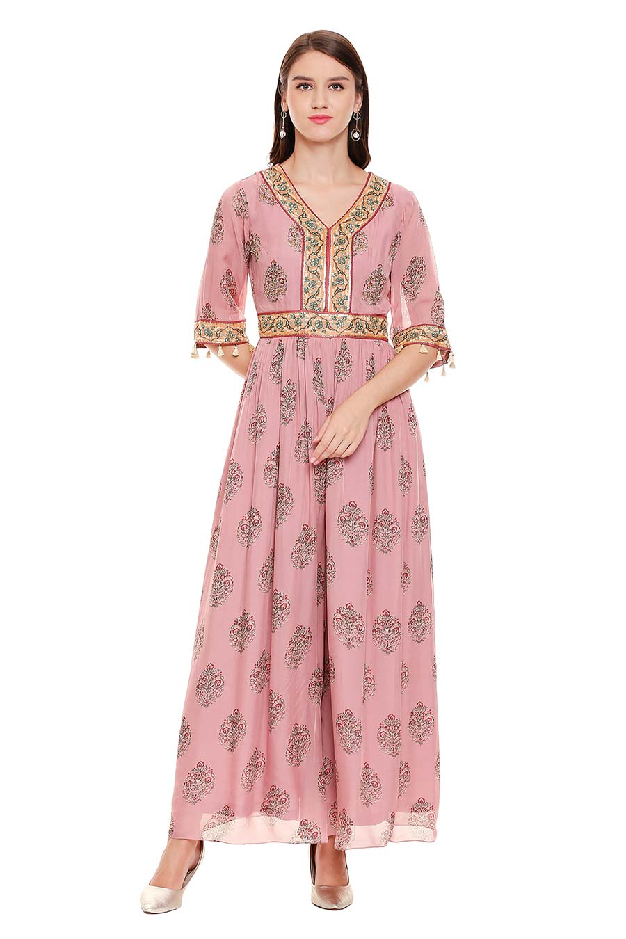 Pink Hand Embroidered Jumpsuit