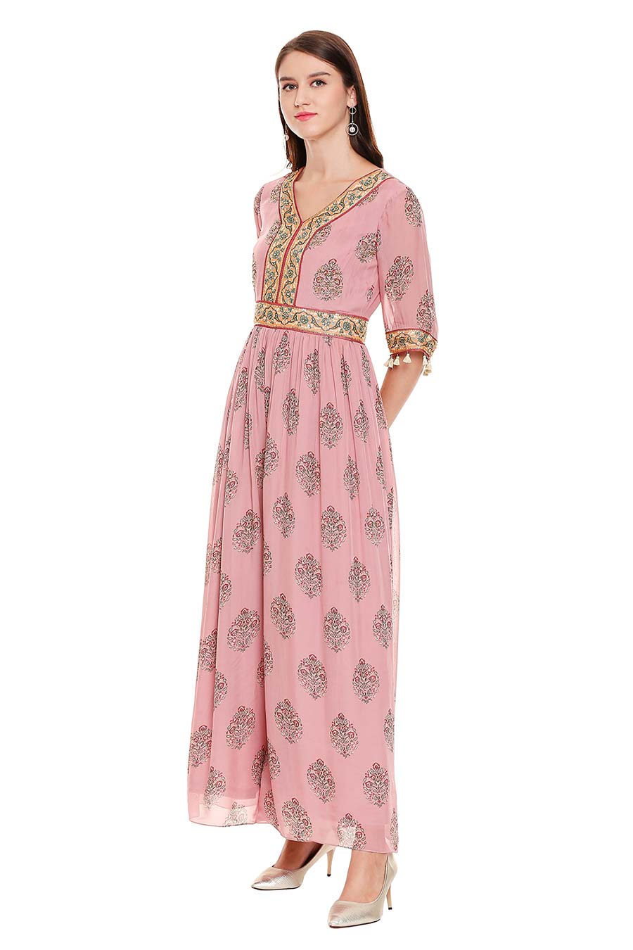 Pink Hand Embroidered Jumpsuit