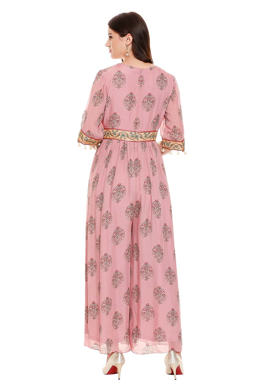 Pink Hand Embroidered Jumpsuit