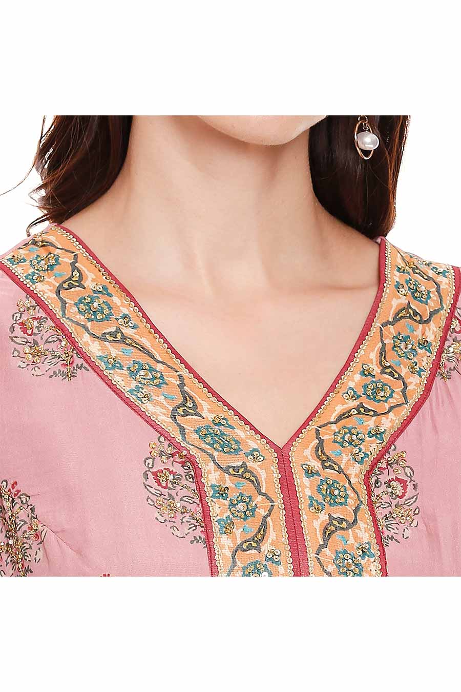 Pink Hand Embroidered Jumpsuit