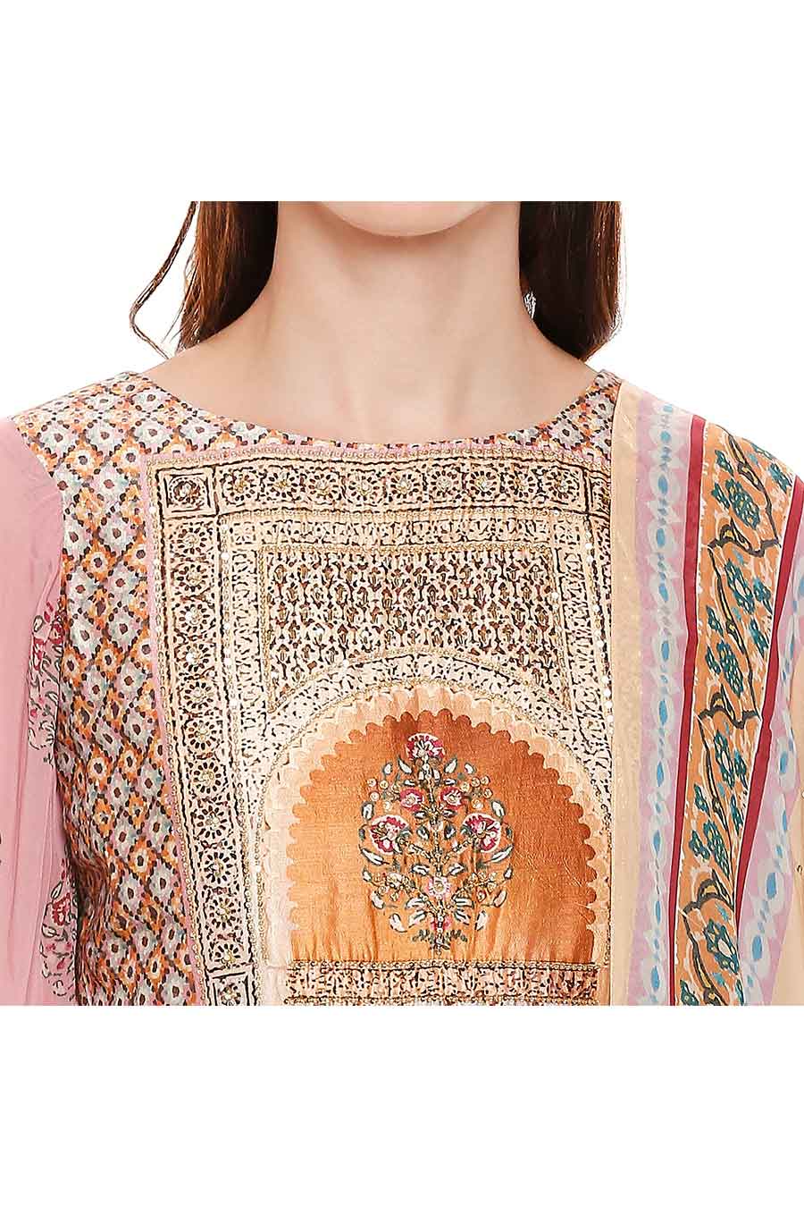Pink Top & Skirt Set with Dupatta (Set of 3)