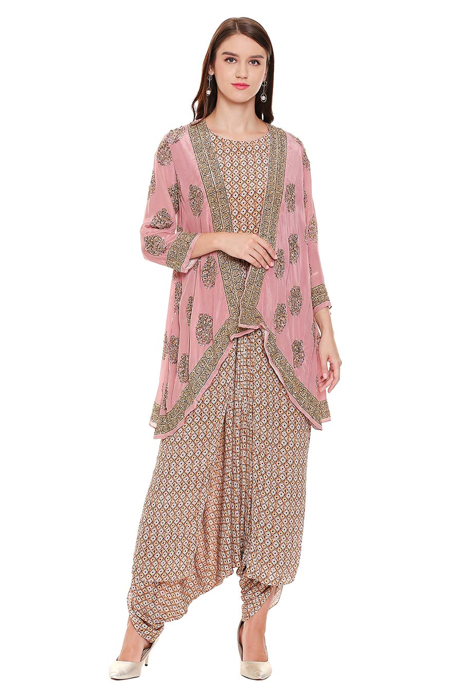 Pink Dhoti Jumpsuit with Jacket