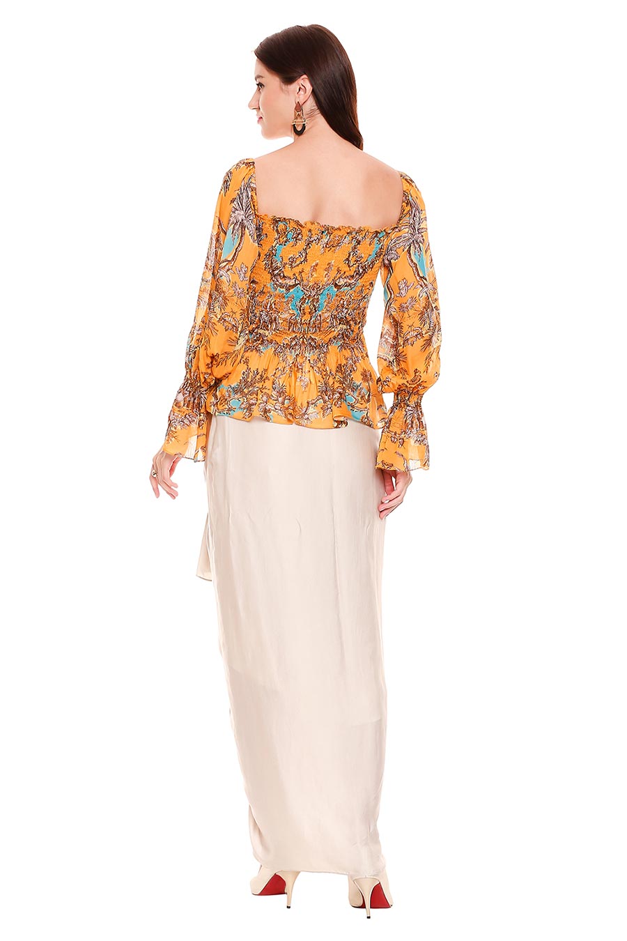 Yellow Top and Dhoti Skirt Co-Ord Set