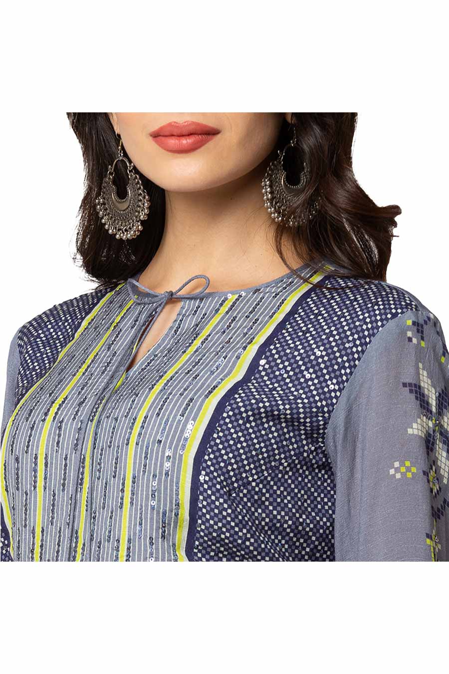 Blue Embroidered Gharara Set