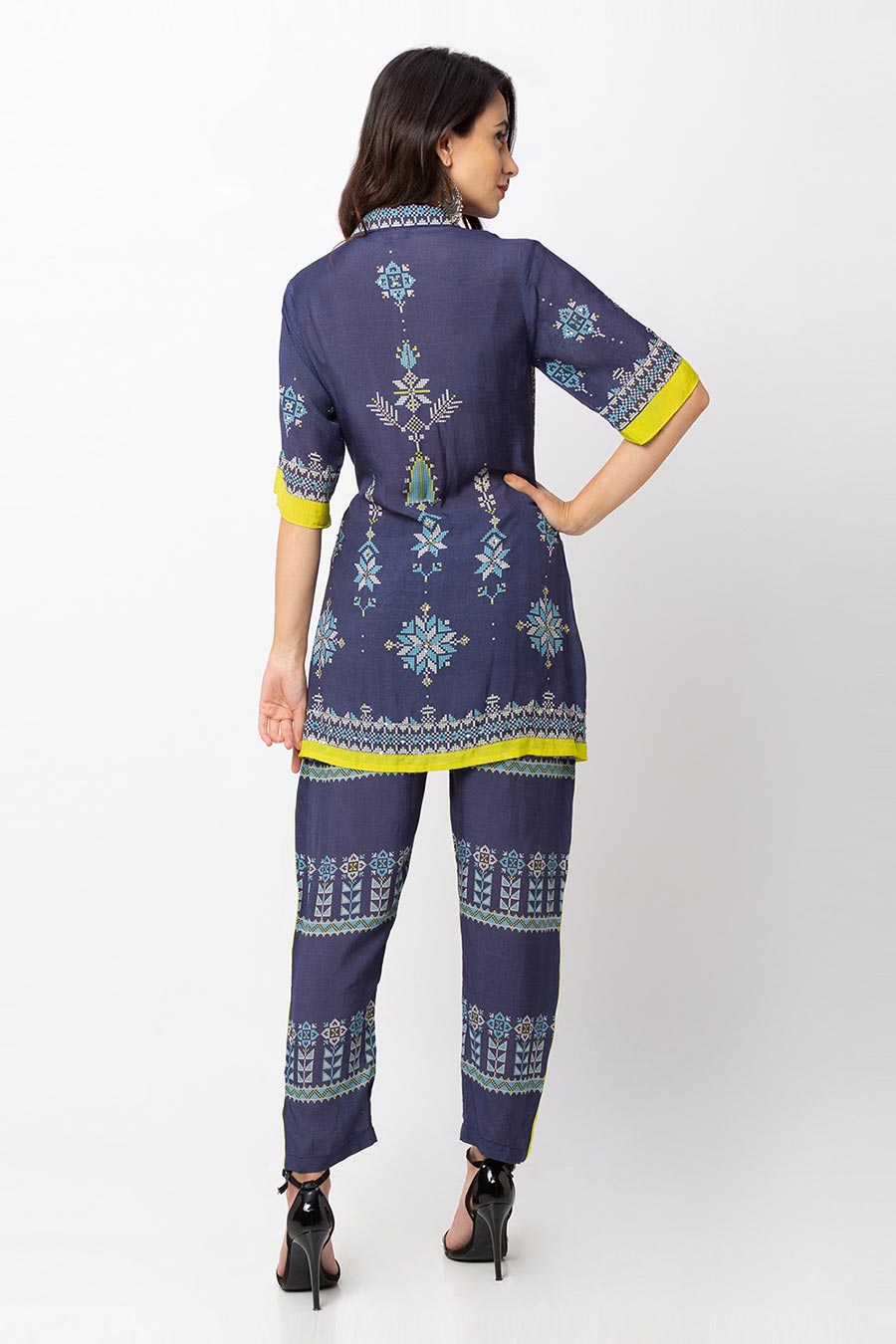 Blue Wrap Tunic & Pant Co-Ord Set