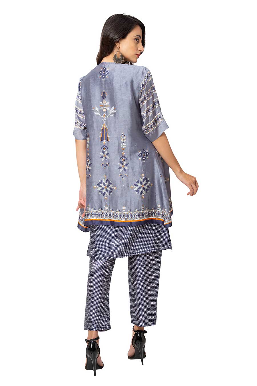 Blue Kurta Set With Jacket