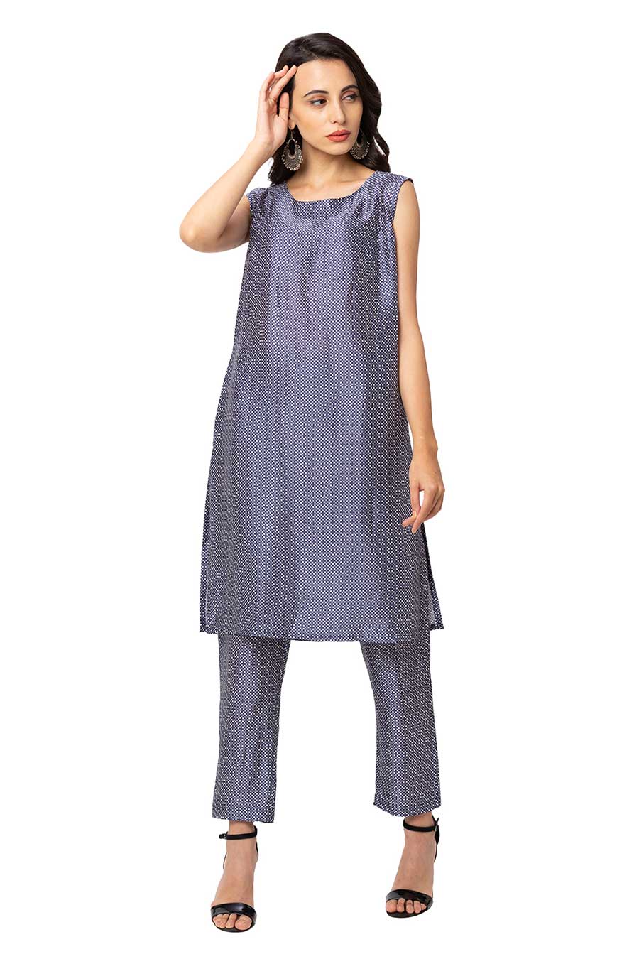 Blue Kurta Set With Jacket