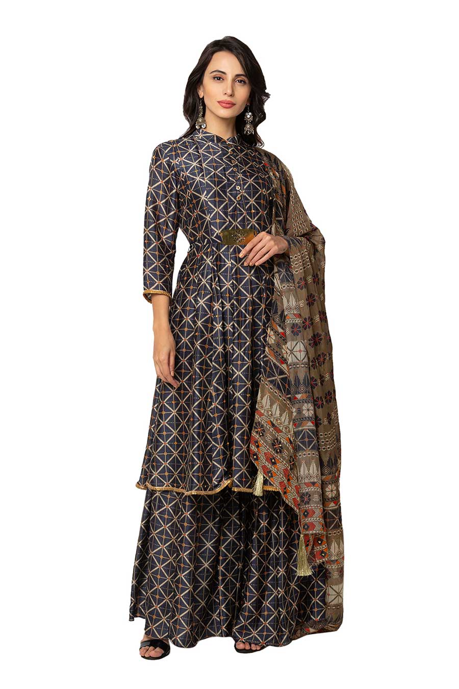 Blue Sharara Set With Duaptta
