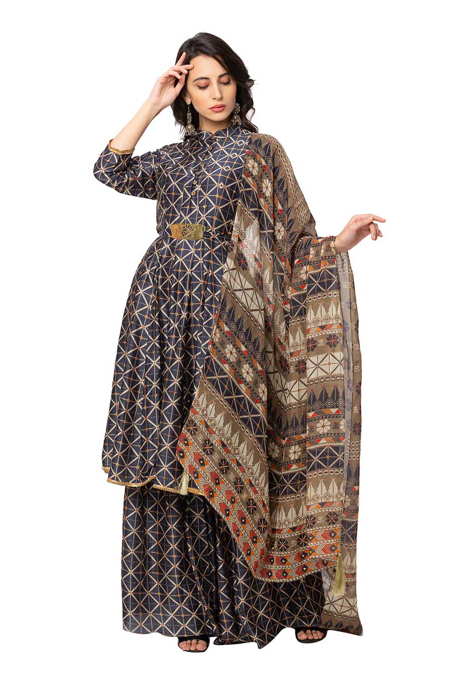 Blue Sharara Set With Duaptta