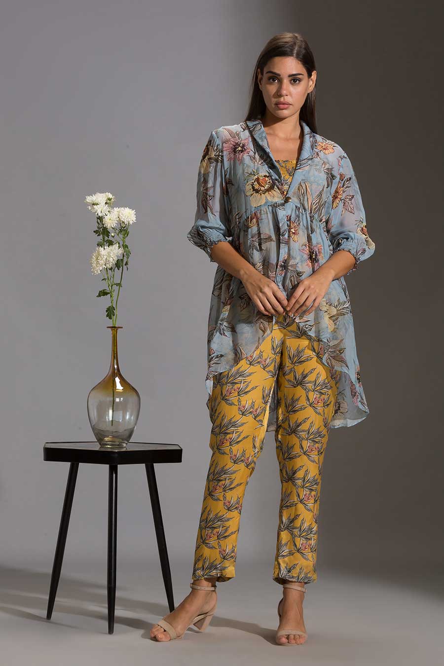 Floral Print Jumpsuit & Jacket Set