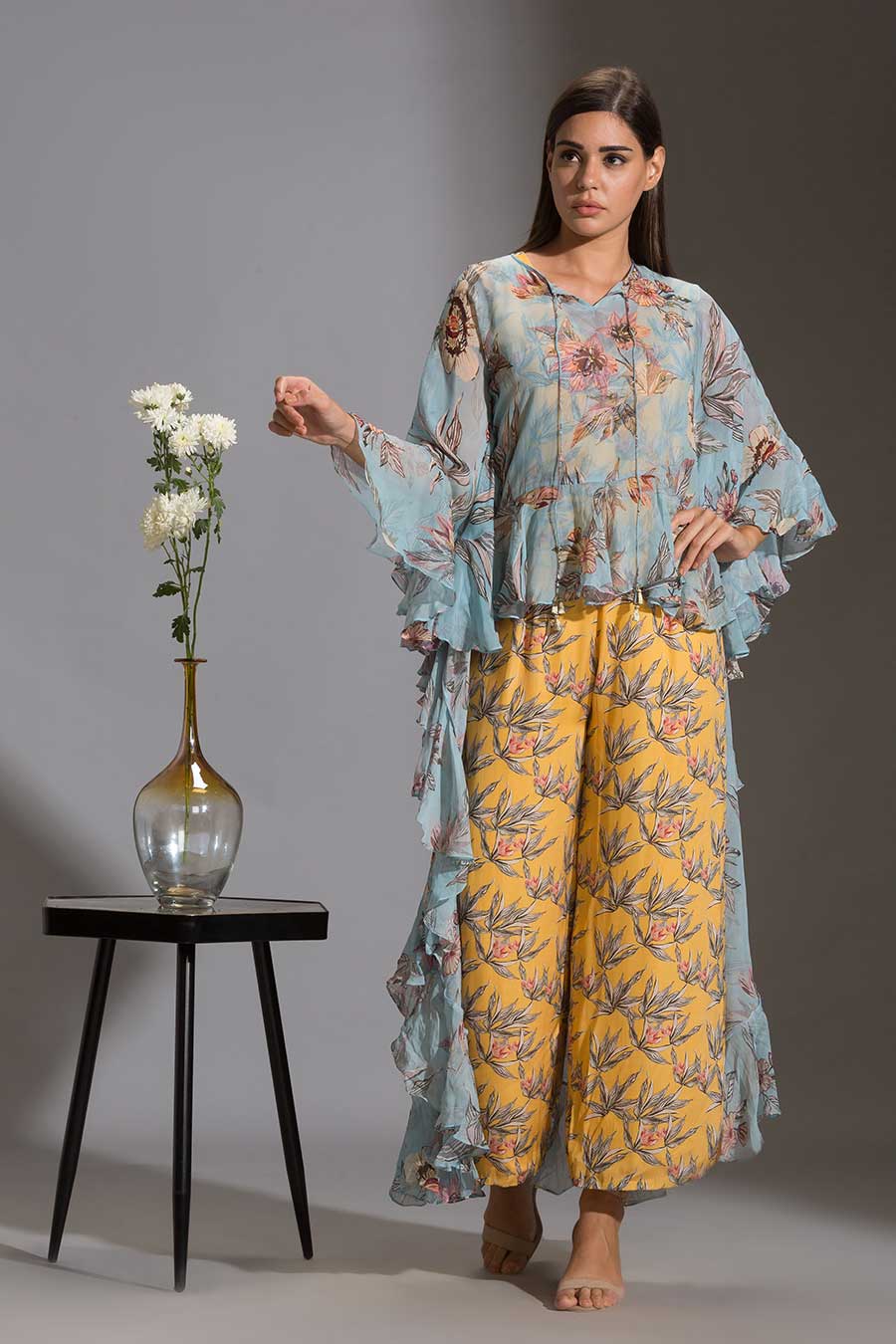 Floral Print Jumpsuit & Tunic Set