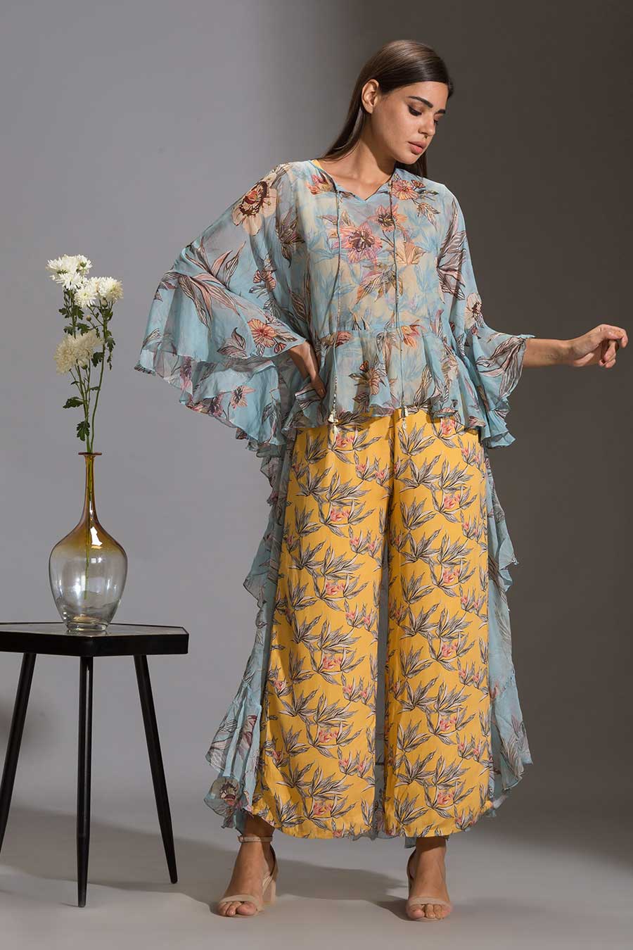 Floral Print Jumpsuit & Tunic Set