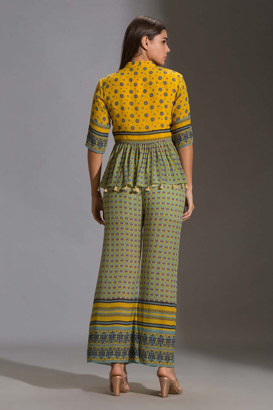 Printed Peplum Top & Pant Set