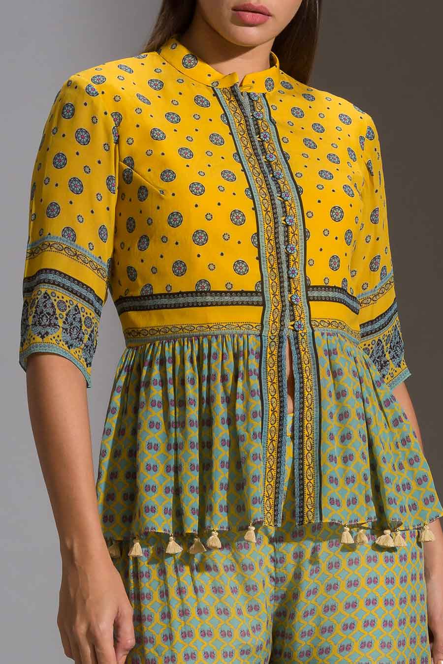Printed Peplum Top & Pant Set