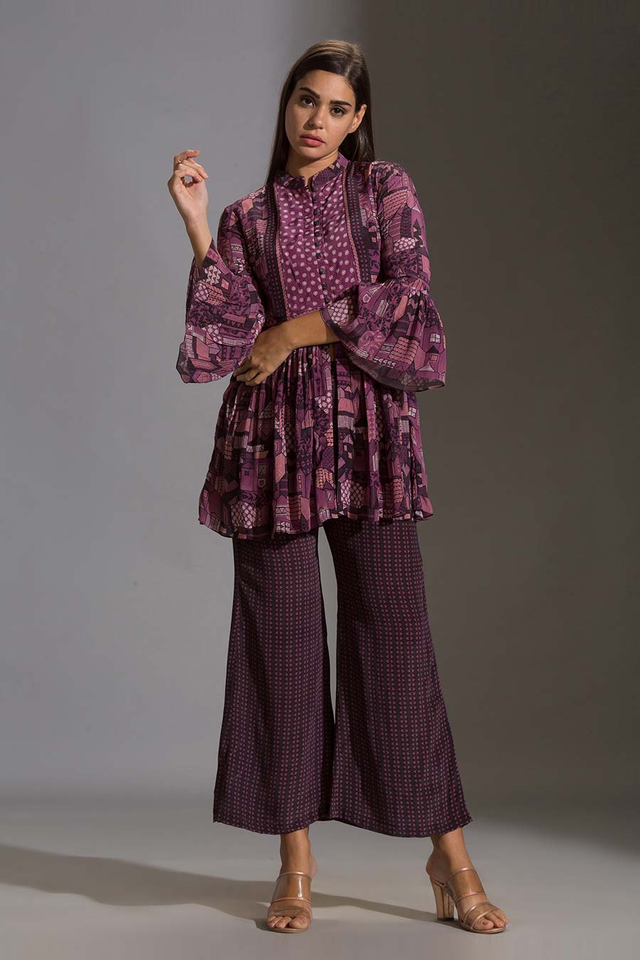 Puprle Printed Kurta & Pant Set