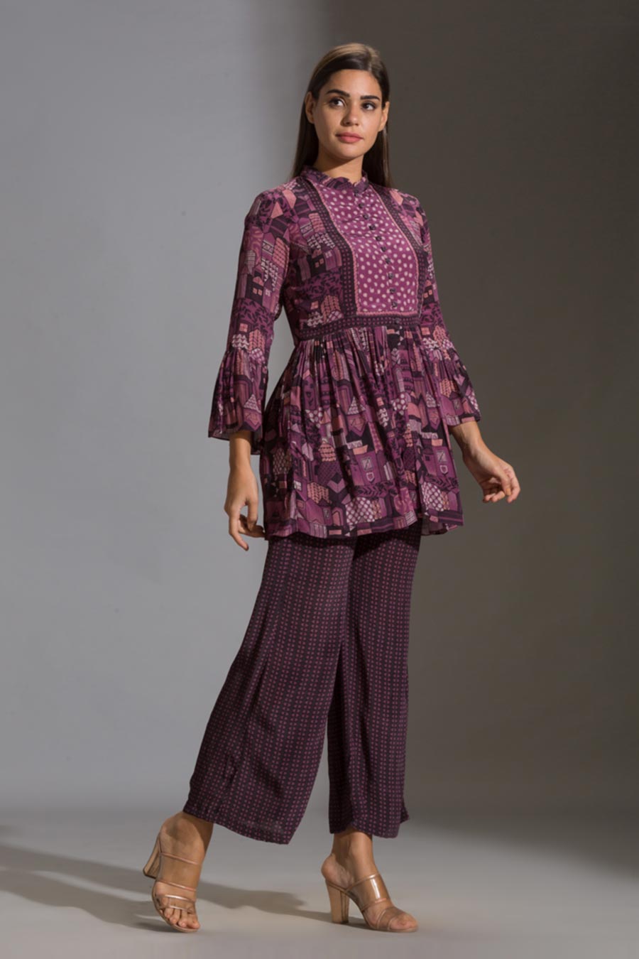 Puprle Printed Kurta & Pant Set