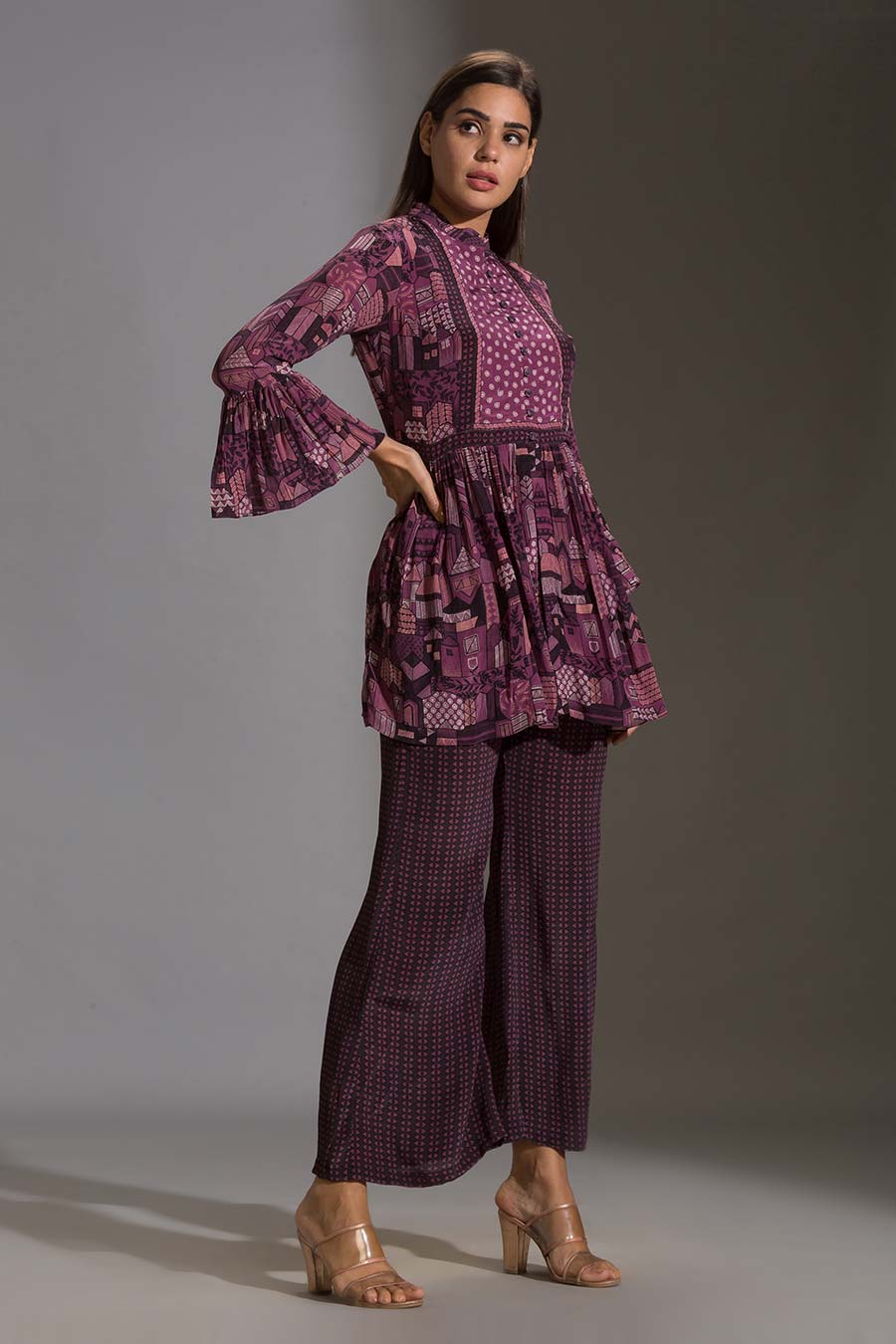 Puprle Printed Kurta & Pant Set