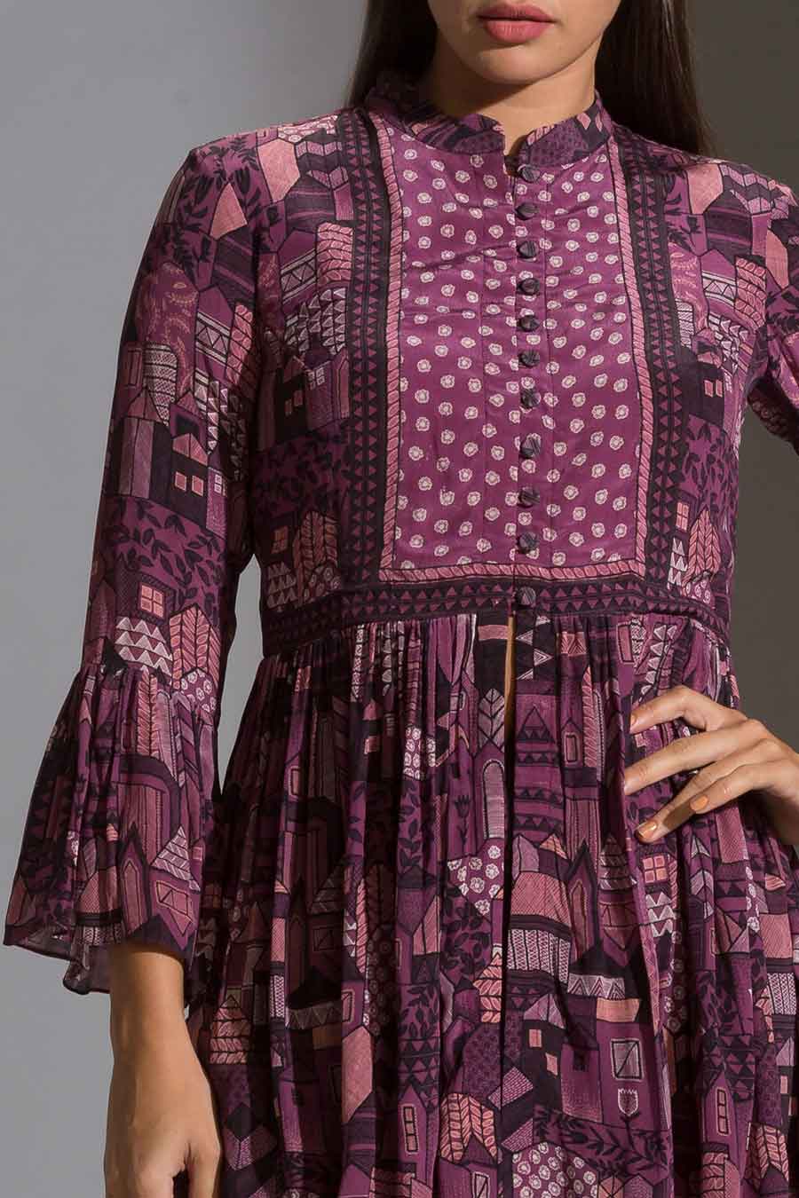 Puprle Printed Kurta & Pant Set