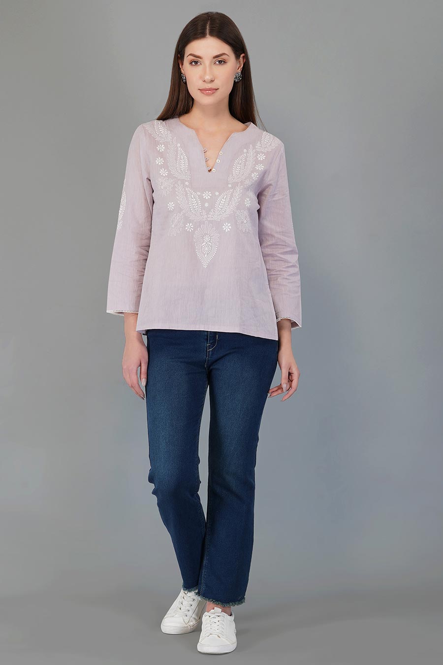 Gul Mauve Chikankari Top