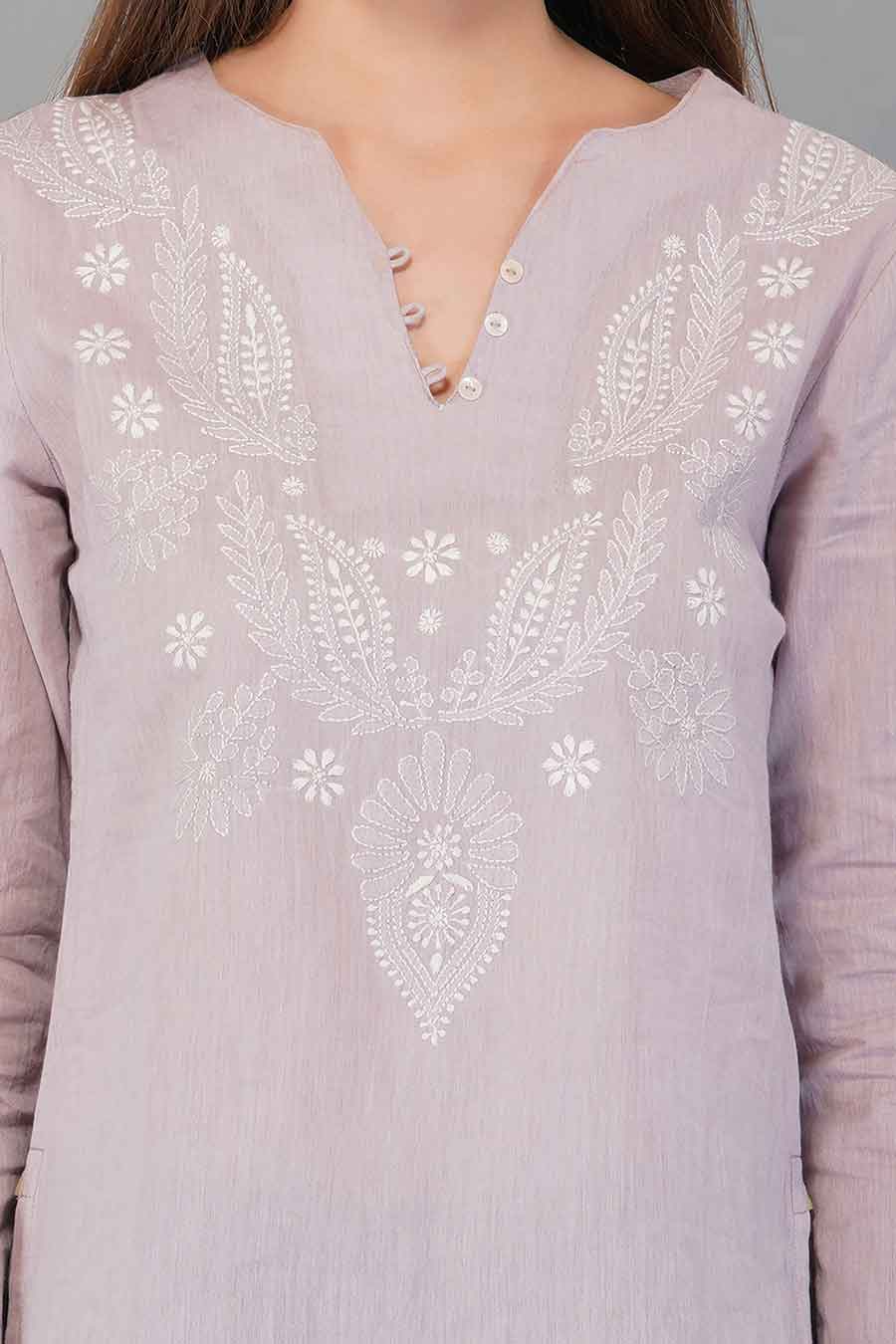 Gul Mauve Chikankari Top