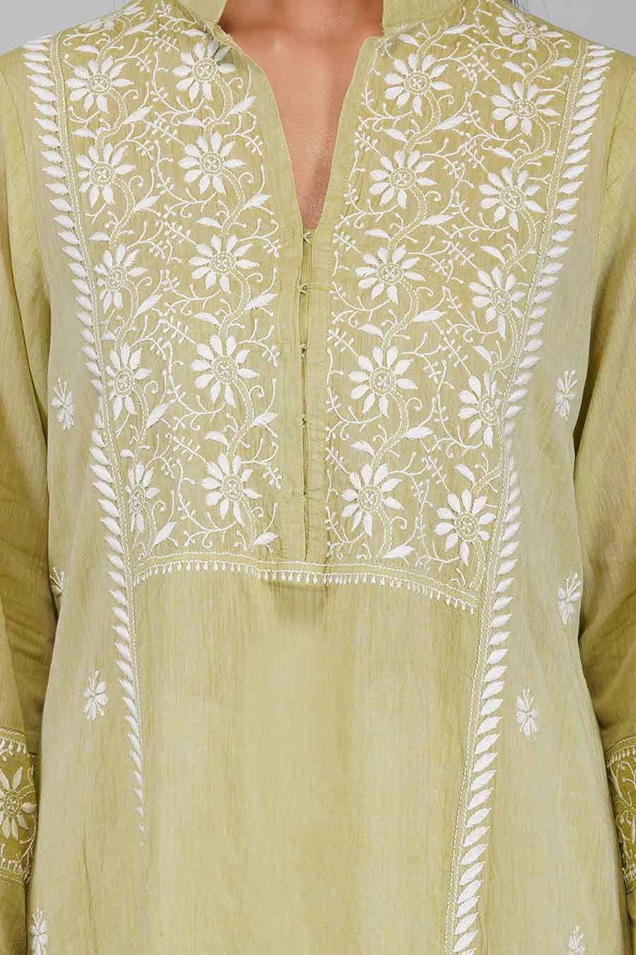 Garima Green Chikankari Kurta