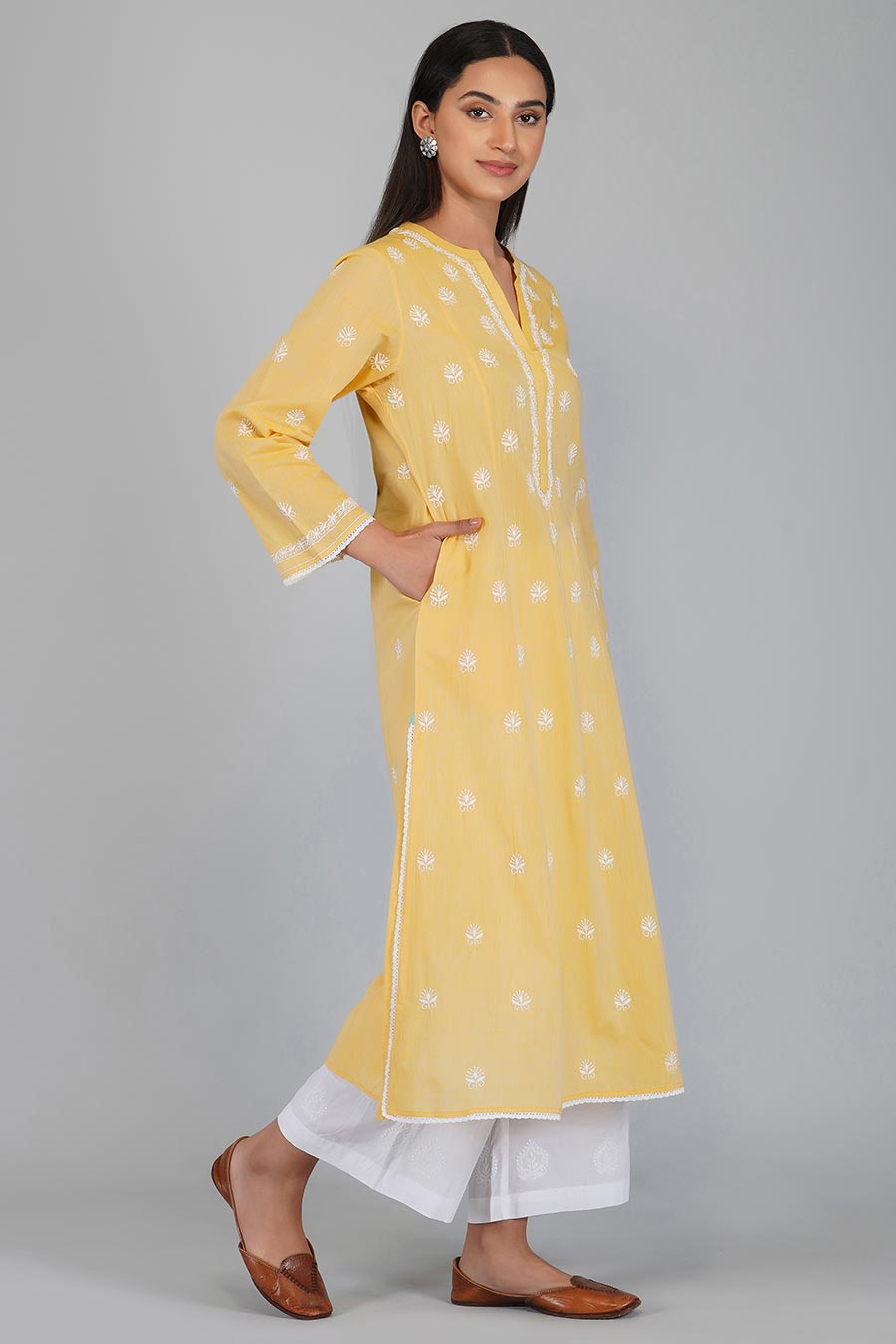 Gauhar Yellow Chikankari Kurta