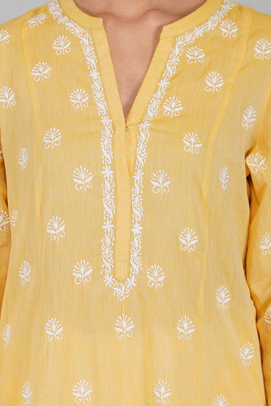 Gauhar Yellow Chikankari Kurta