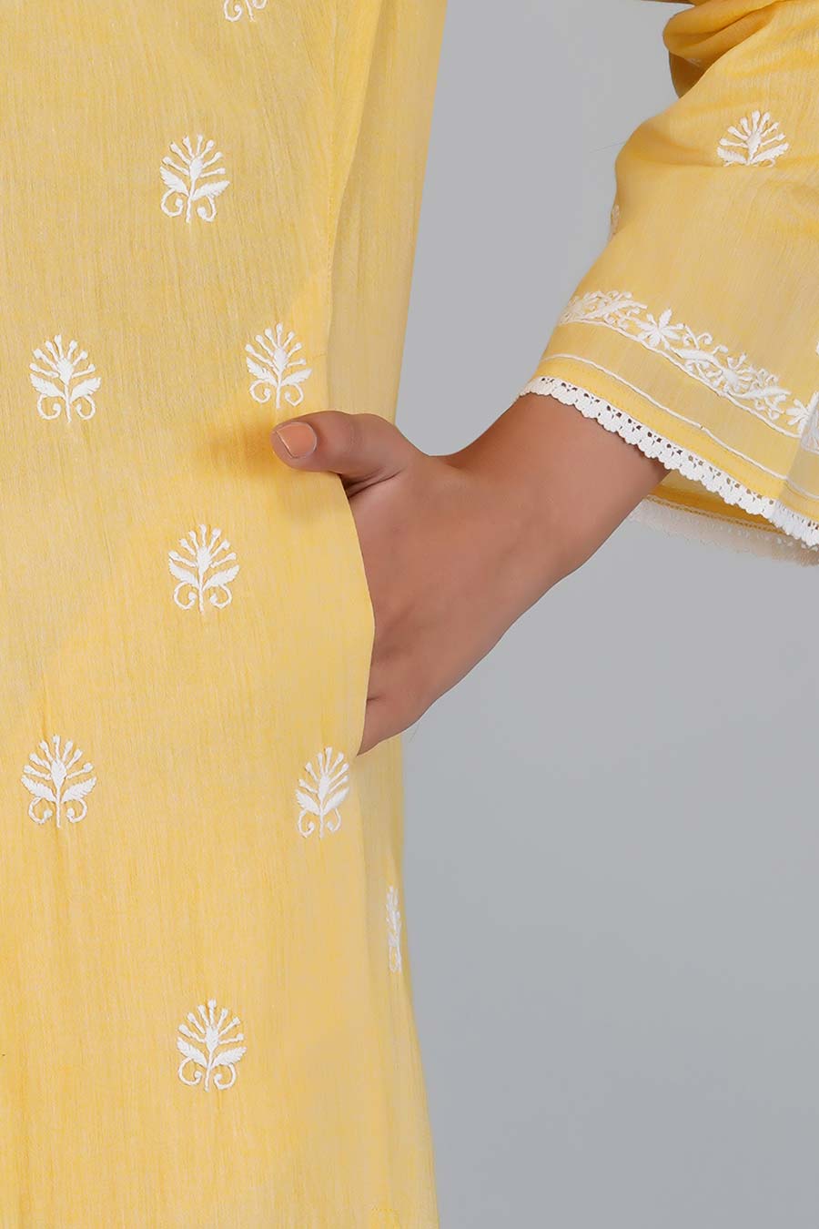 Gauhar Yellow Chikankari Kurta