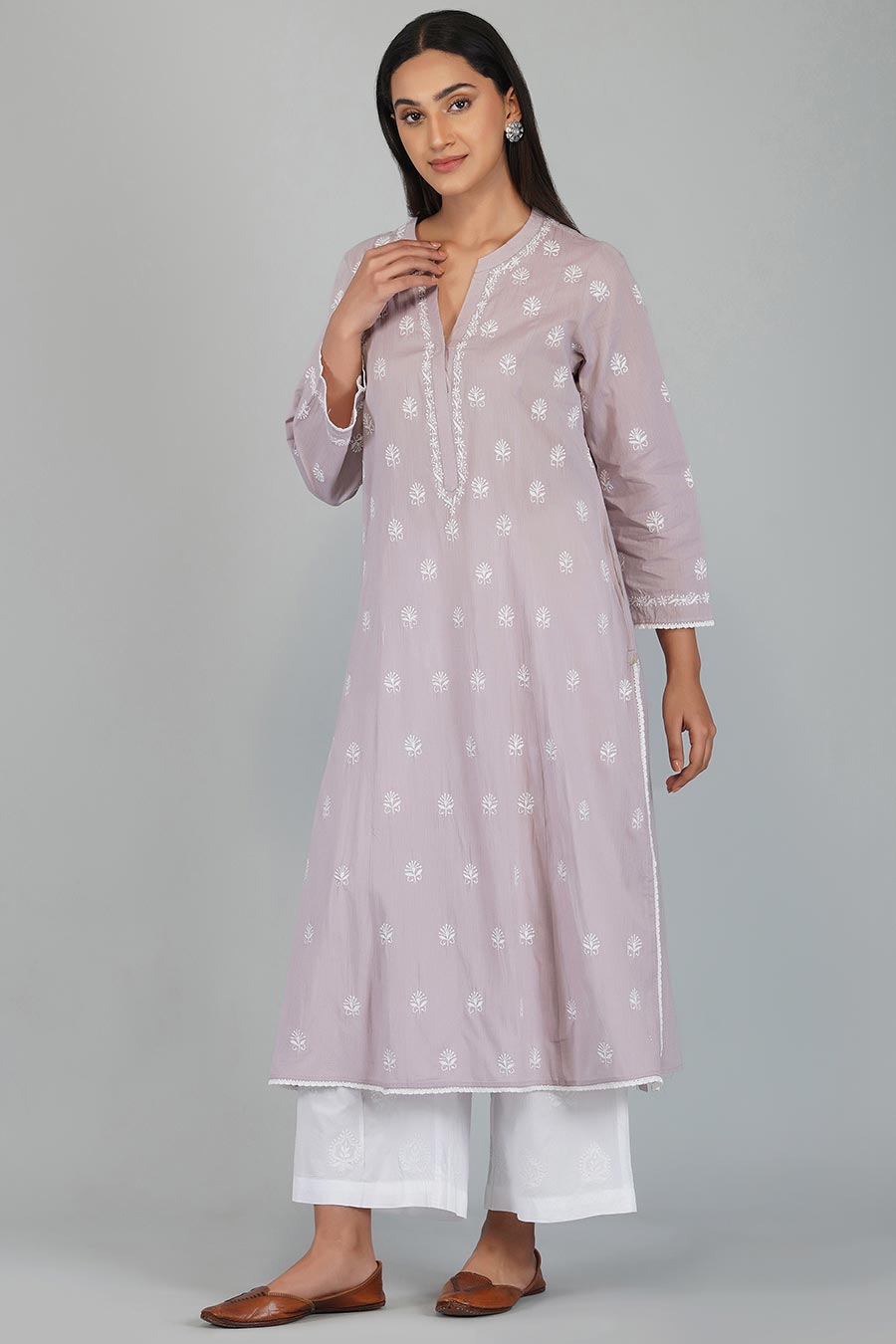 Gauhar Mauve Chikankari Kurta