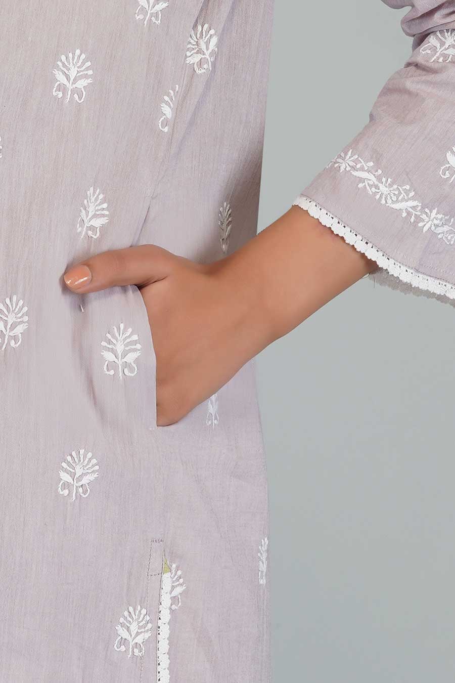 Gauhar Mauve Chikankari Kurta