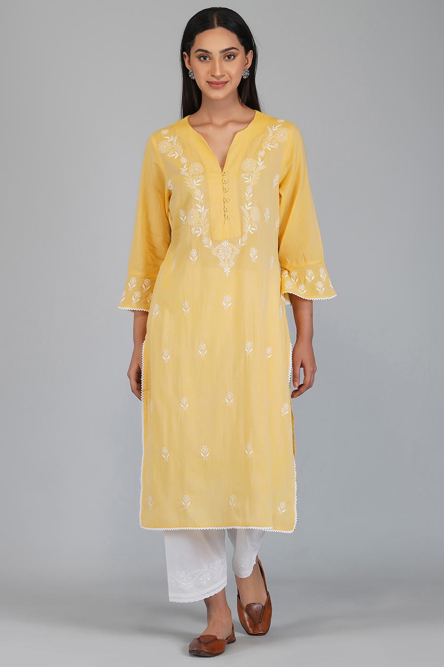 Geeti Yellow Chikankari Kurta