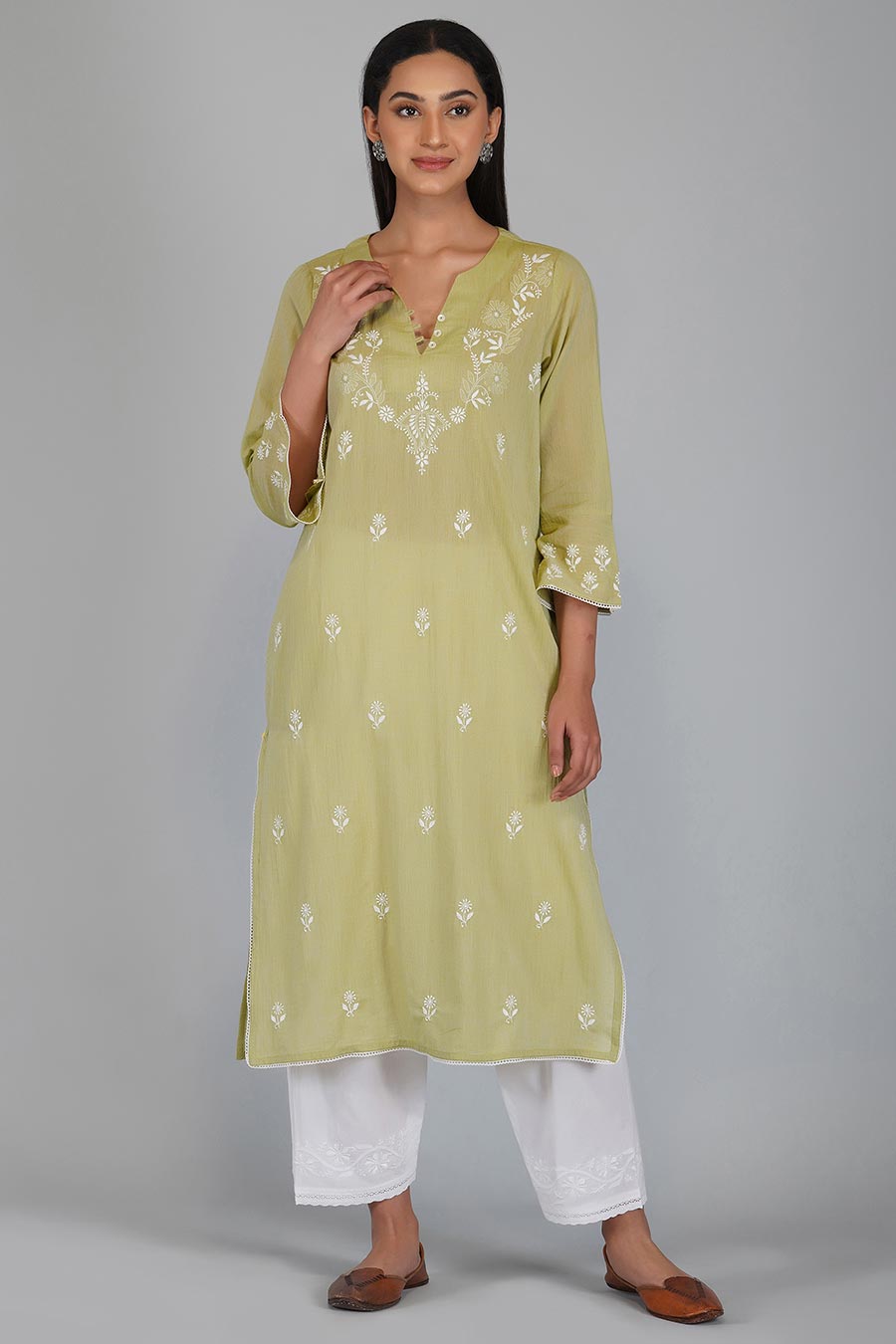 Geeti Green Chikankari Kurta