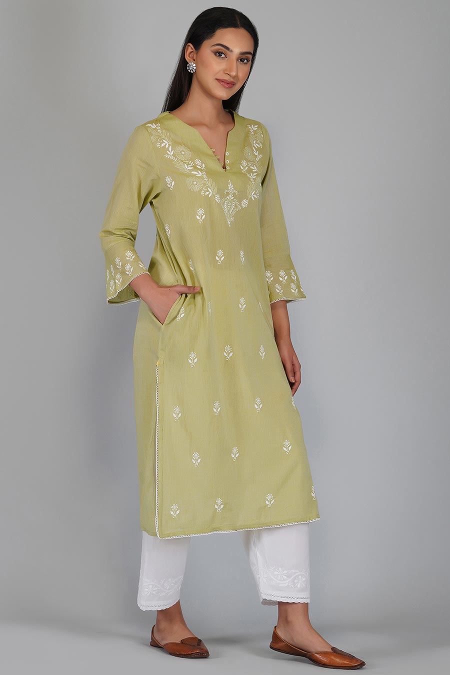 Geeti Green Chikankari Kurta