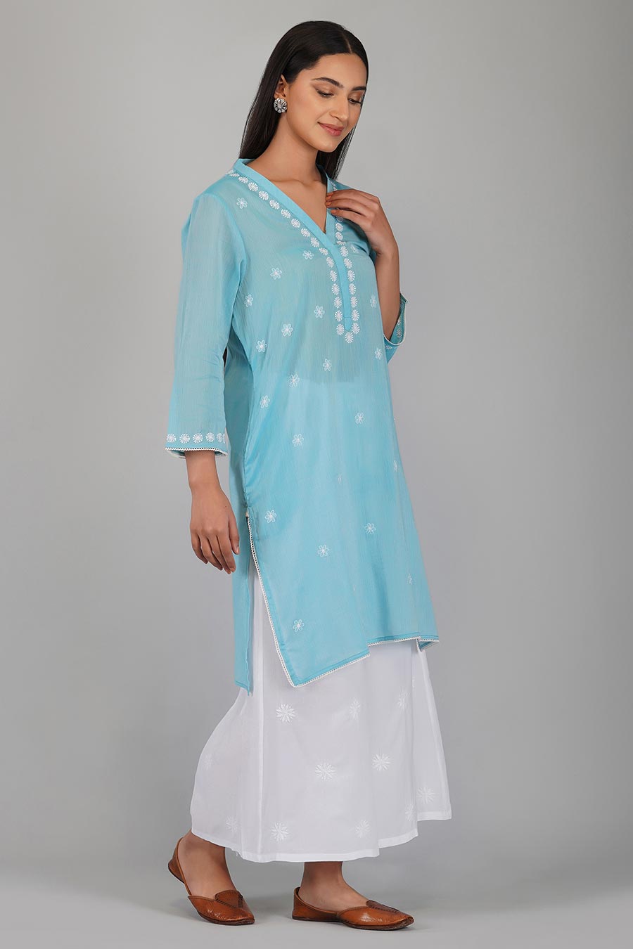 Ghazal Blue Chikankari Kurta