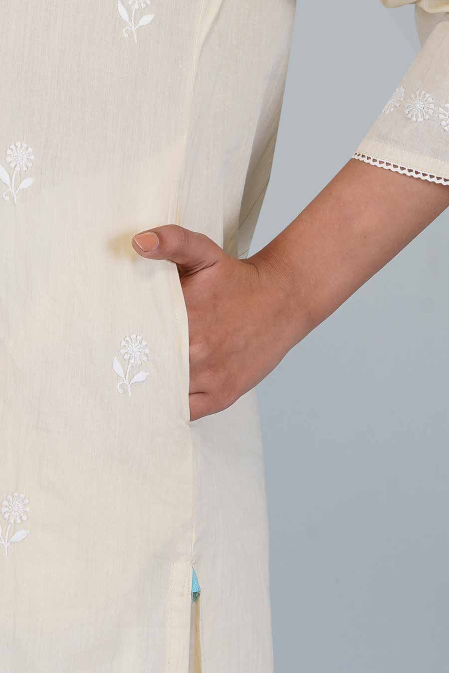 Ghazal Beige Chikankari Kurta