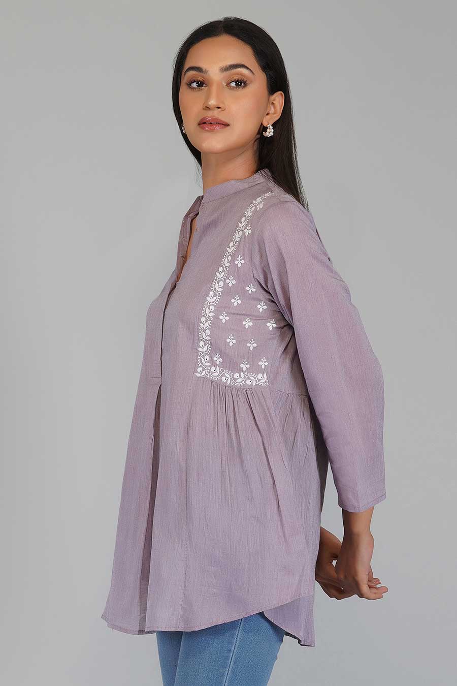 Gabina Mauve Chikankari Top