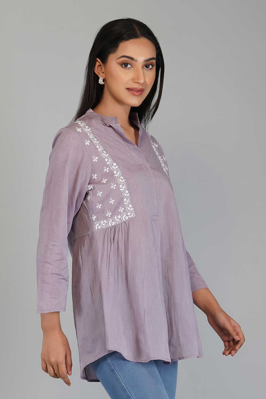 Gabina Mauve Chikankari Top