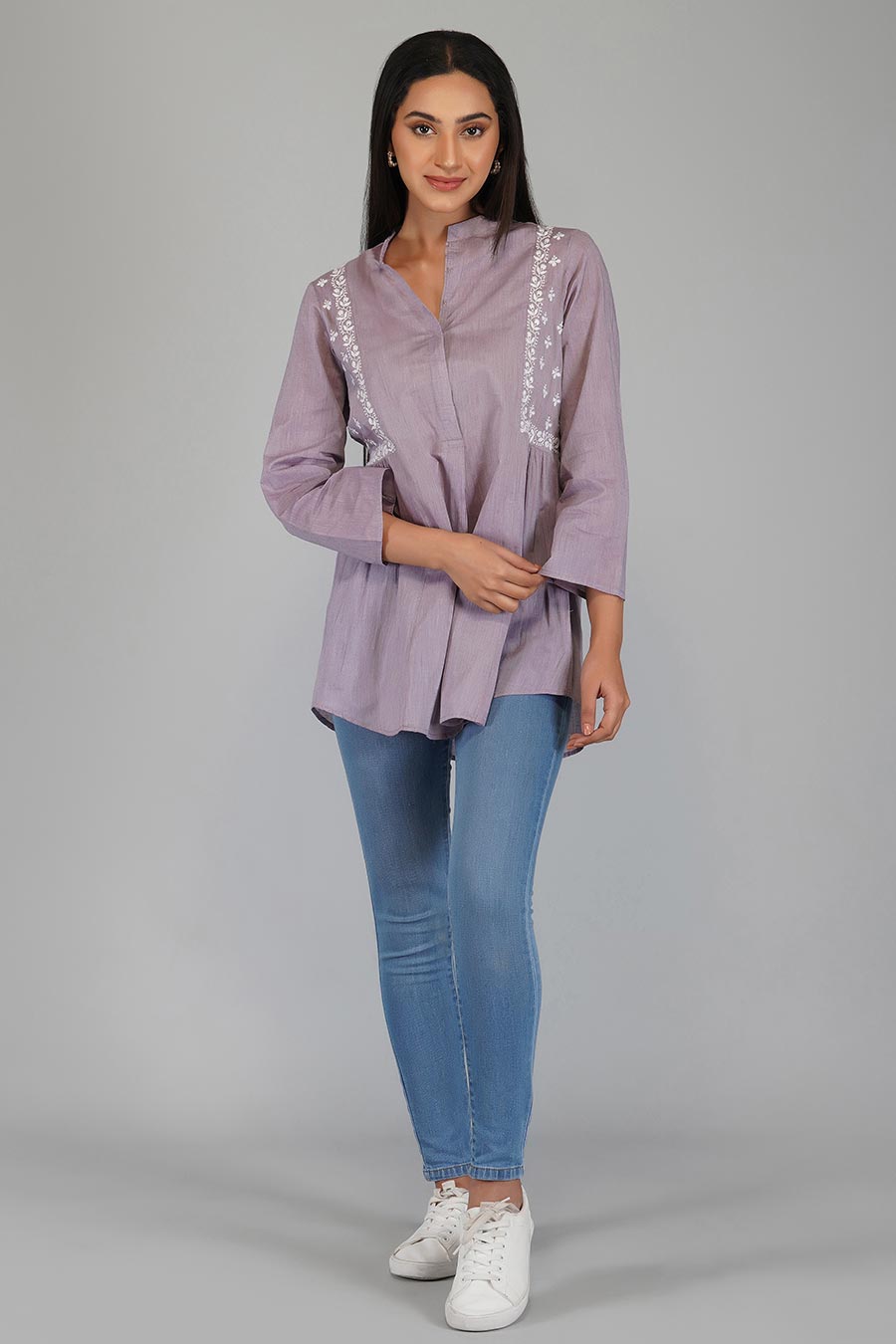 Gabina Mauve Chikankari Top