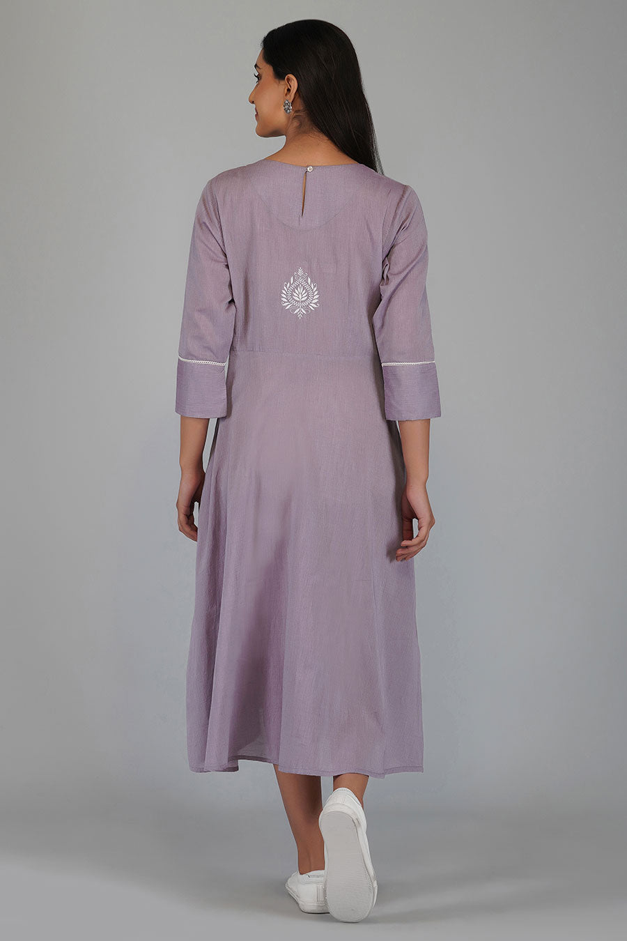 Grace Mauve Chikankari Midi Dress